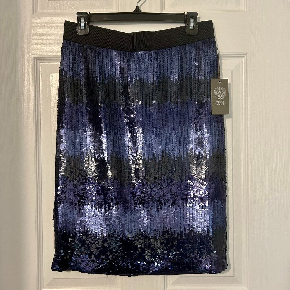 Vince Camuto Sequin Ombre Navy/Black NWT Pencil Skirt 10
